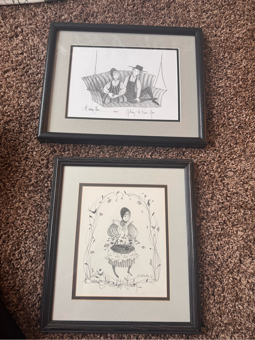Two black and white P Buckley Moss pictures